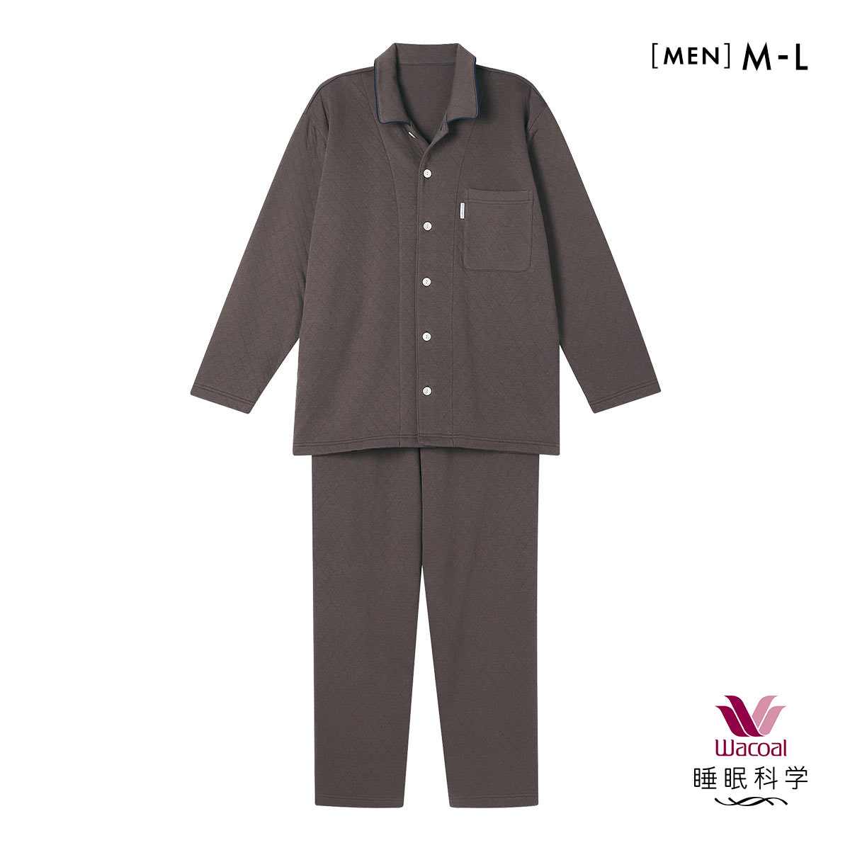 【新品】ワコール/睡眠科学　定番シャツパジャマ（L)季節を問わずに着られる ワコール/睡眠科学】レディース天綿パジャマ(Lサイズ/ネイビー
