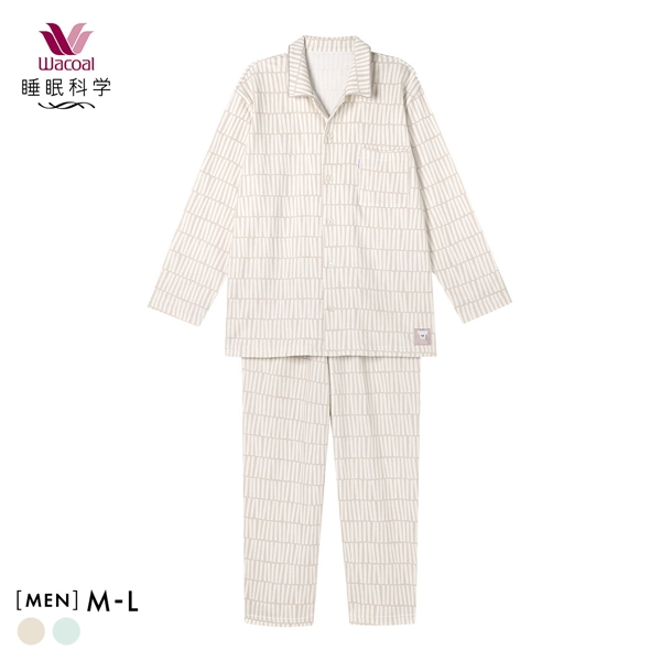 ワコール 睡眠科学 メンズ シャツパジャマ 長袖 上下セット あったか SOU・SOU柄 Wacoal