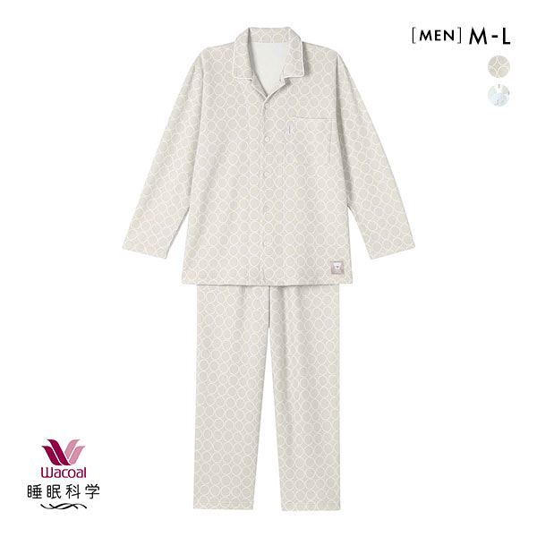 ワコール 睡眠科学 メンズ シャツパジャマ 長袖 上下セット あったか SOU・SOU柄 Wacoal