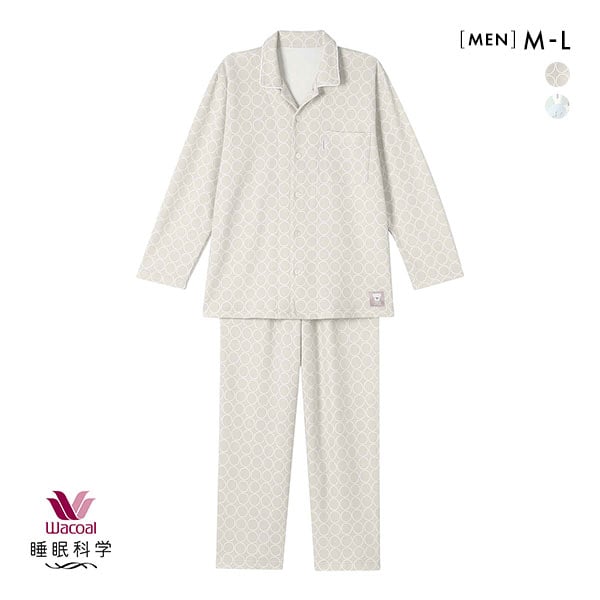 ワコール 睡眠科学 メンズ シャツパジャマ 長袖 上下セット あったか SOU・SOU柄 Wacoal