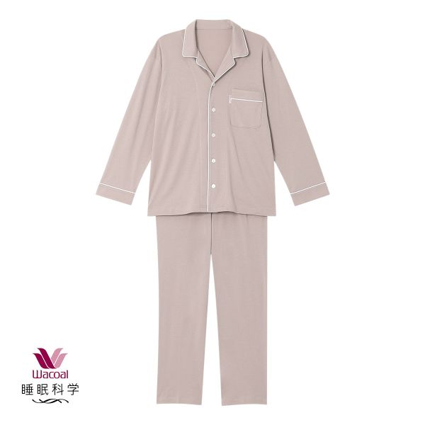 ワコール Wacoal 睡眠科学 メンズ シャツパジャマ 綿100％ なめらかでやわらかい 天綿 ML 長袖 紳士
