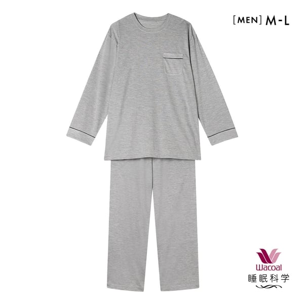 ワコール 睡眠科学 メンズ シルク100％ パジャマ 長袖 上下セット ルームウェア 絹 紳士用 ML Wacoal