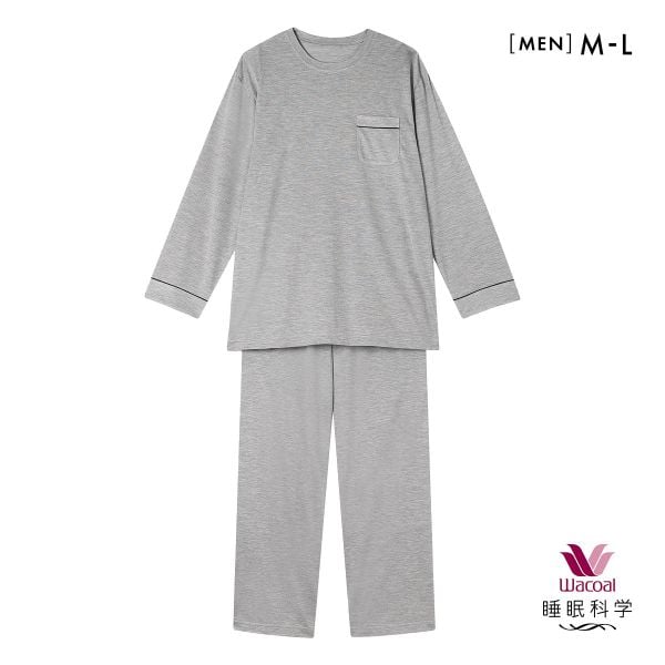 ワコール 睡眠科学 メンズ シルク100％ パジャマ 長袖 上下セット ルームウェア 絹 紳士用 ML Wacoal