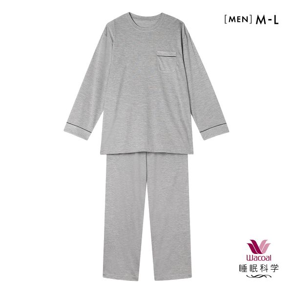ワコール 睡眠科学 メンズ シルク100％ パジャマ 長袖 上下セット ルームウェア 絹 紳士用 ML Wacoal