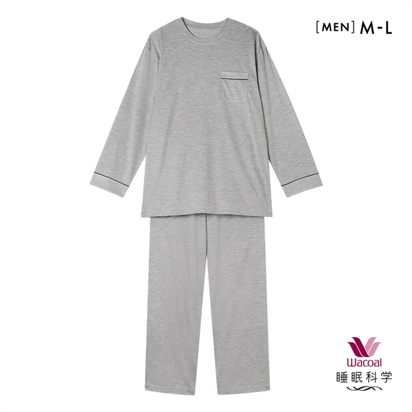 ワコール 睡眠科学 メンズ シルク100％ パジャマ 長袖 上下セット ルームウェア 絹 紳士用 ML Wacoal