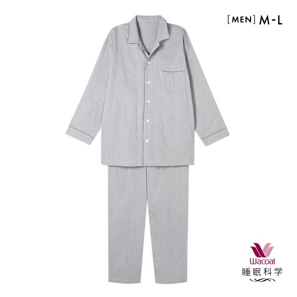 ワコール 睡眠科学 メンズ 三重ガーゼ シャツパジャマ 長袖 上下セット 綿100％ ふんわりやわらか Wacoal