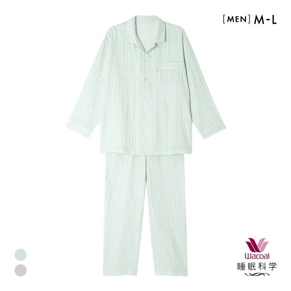 ワコール Wacoal 睡眠科学 紳士用 二重ガーゼ シャツパジャマ 前開き 綿100％