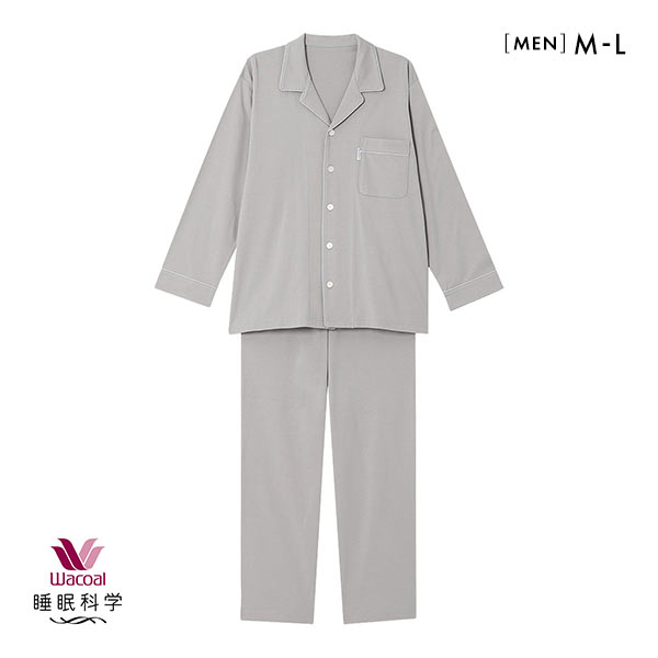 ワコール/睡眠科学 オーガニックコットン サイズL 新品 ワコール Wacoal 睡眠科学 メンズ 綿100% シャツパジャマ 長袖
