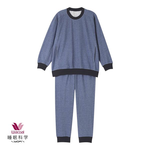 ワコール Wacoal 睡眠科学 メンズ ルームウェア パジャマ 上下セット 長袖 デニム調 綿混 紳士用 ML 寝返りしやすい YGX599