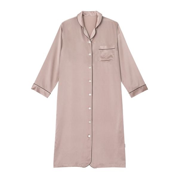 ワコール Wacoal 睡眠科学 シルクサテン レディース シャツスリーパー パジャマ ワンピース 前開き 長袖 シルク100％ 絹