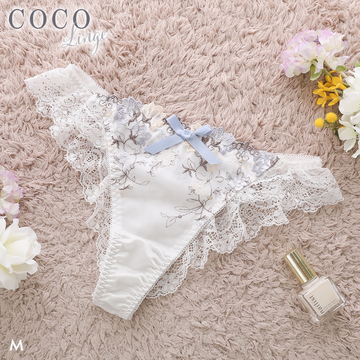 ココランジェ エリゼクラシーク Tバック ショーツ 単品 バックレース 総レース COCO Linge(GY-グレー-M)