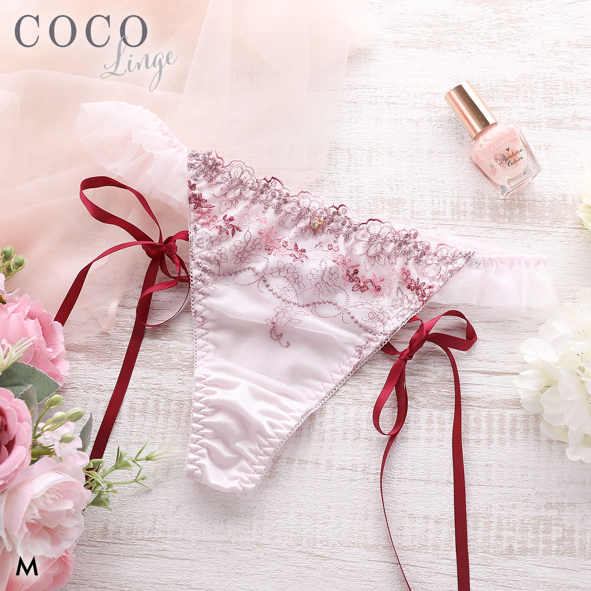 ココランジェ メリーガーデン Tバック ショーツ サイドリボン ストリング COCO Linge(PI-ピンク-M)