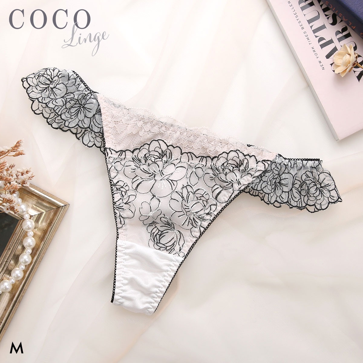 ココランジェ クラシカルブルーム Tバック ショーツ 単品 COCO Linge(OW-オフホワイト-M)