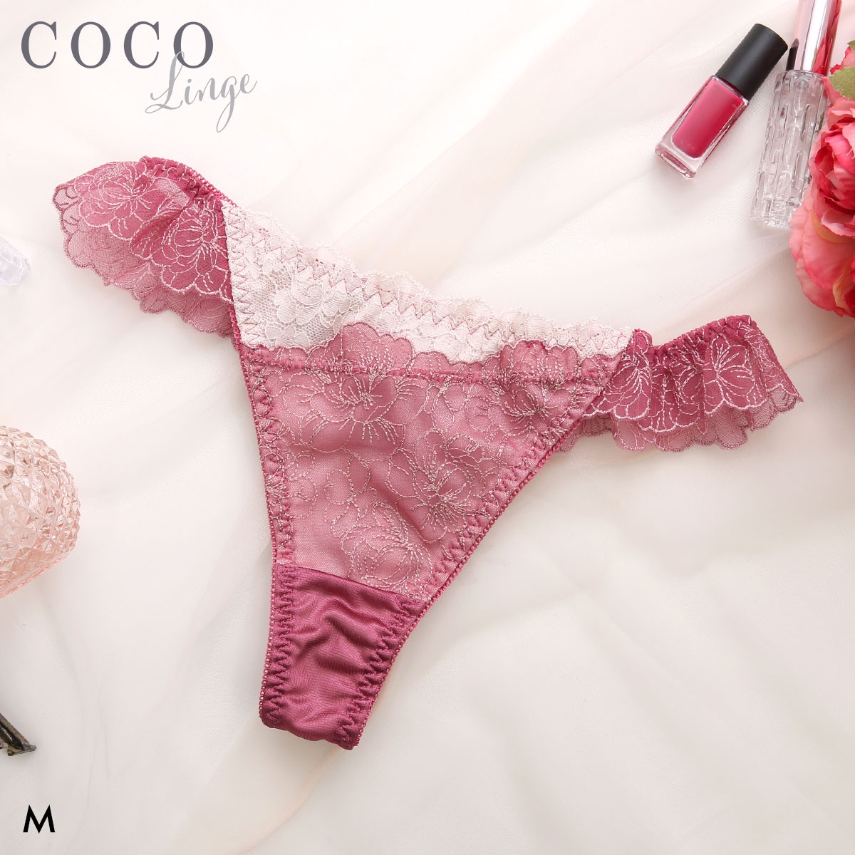ココランジェ クラシカルブルーム Tバック ショーツ 単品 COCO Linge(RO-ローズ-M)