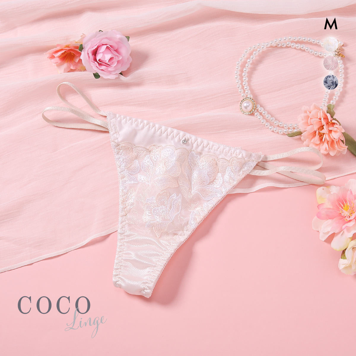 ココランジェ ガーデンレースサテン Tバック ショーツ COCO Linge