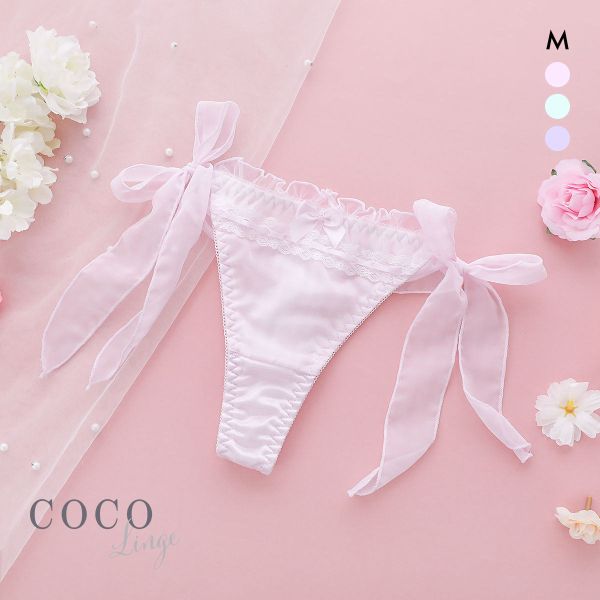 ココランジェ プリティーギンガムチェック Tバック ショーツ サイドリボン COCO Linge
