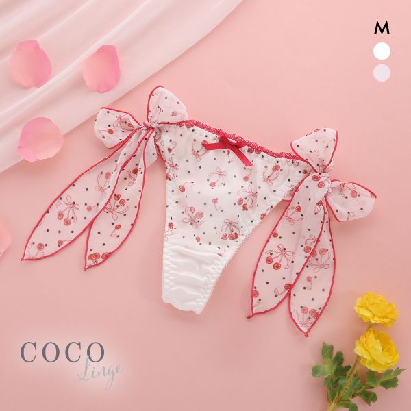 20%OFF【メール便(3)】 ココランジェ ドットチェリーシフォン Tバック ショーツ サイドリボン COCO Linge 20%OFF【メール便(3)】 ココランジェ ドットチェリーシフォン Tバック ショーツ サイドリボン COCO Linge