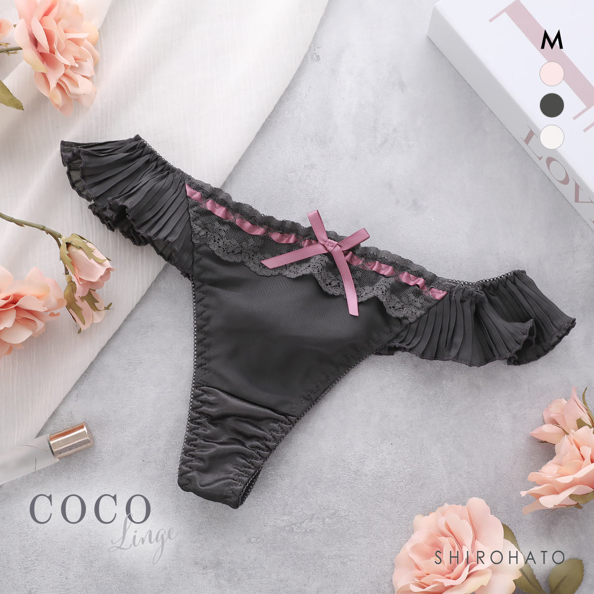 ココランジェ ラブリーフェリーチェ Tバック ショーツ COCO Linge(GY-グレー-M)