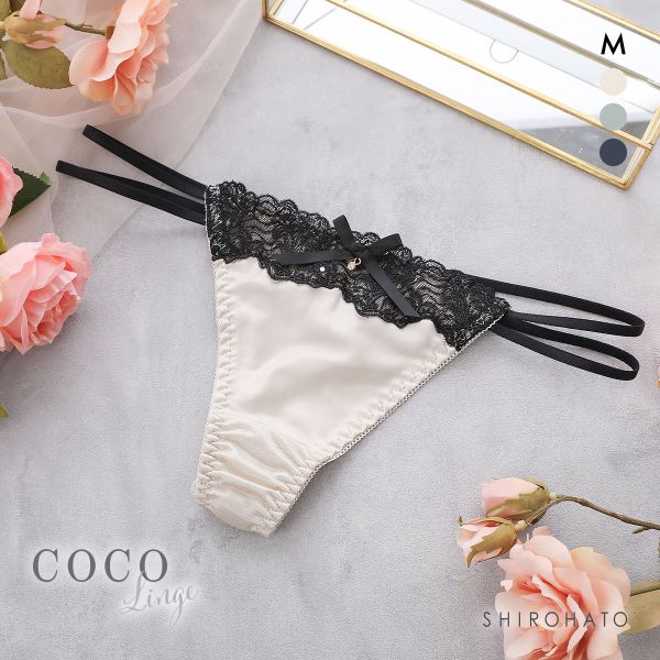 ココランジェ クラシカルサテン Tバック ショーツ バックレース 単品 COCO Linge