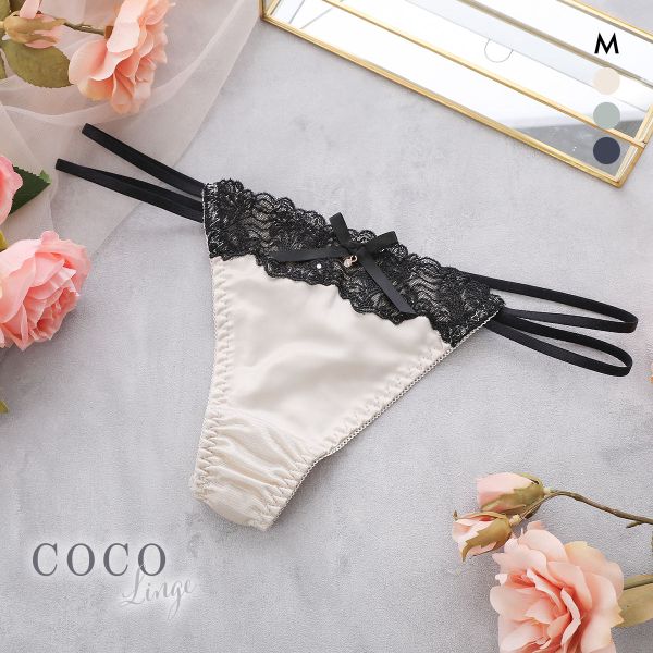 ココランジェ クラシカルサテン Tバック ショーツ バックレース 単品 COCO Linge