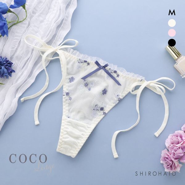 ココランジェ プチフラワーメロー Tバック ショーツ COCO Linge(IV-アイボリー-M)