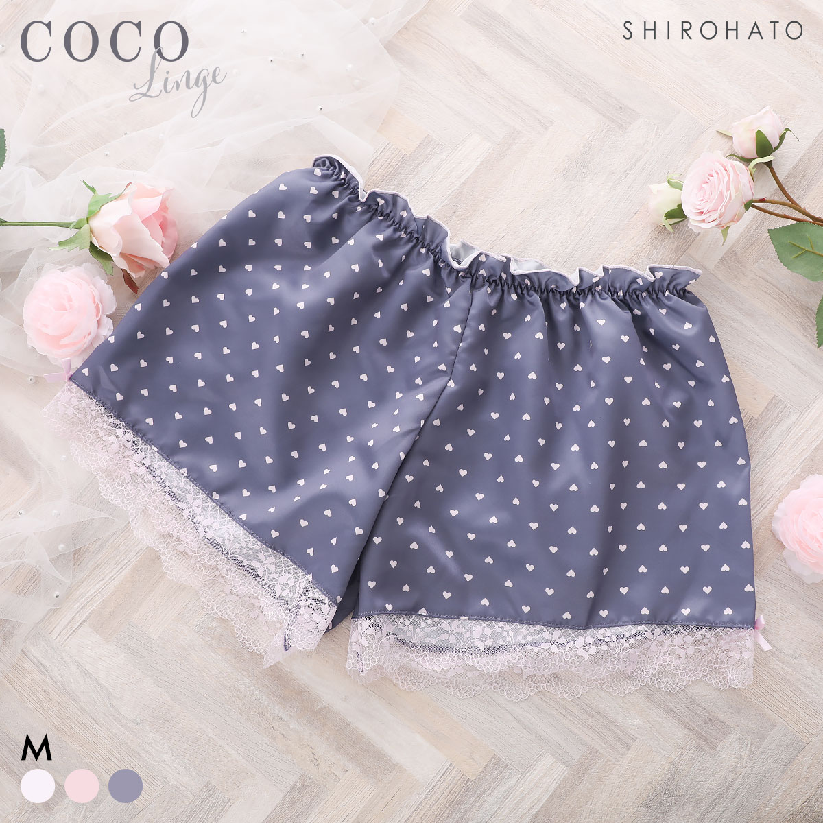 ココランジェ チャーミーハートドット タップパンツ COCO Linge(GY-グレー-M)