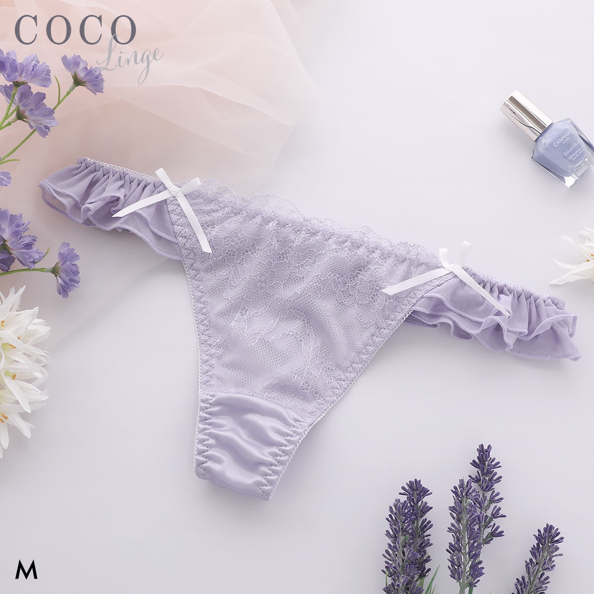 ココランジェ シアーチュールドレープ Tバック ショーツ COCO Linge(PU-パープル-M)