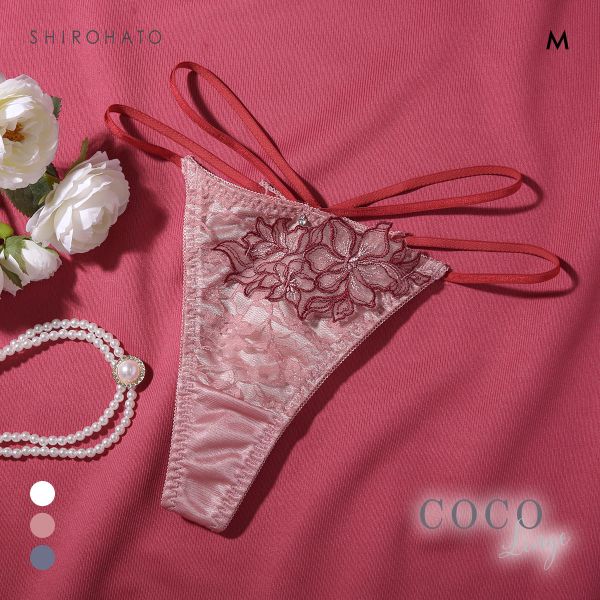 ココランジェ レーシーフラワーコード ショーツ Tバック ストリング 単品　COCO Linge