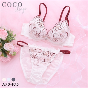 ココランジェ フローティングフラワーシャイン ブラジャー ショーツ セット ストリング COCO Linge