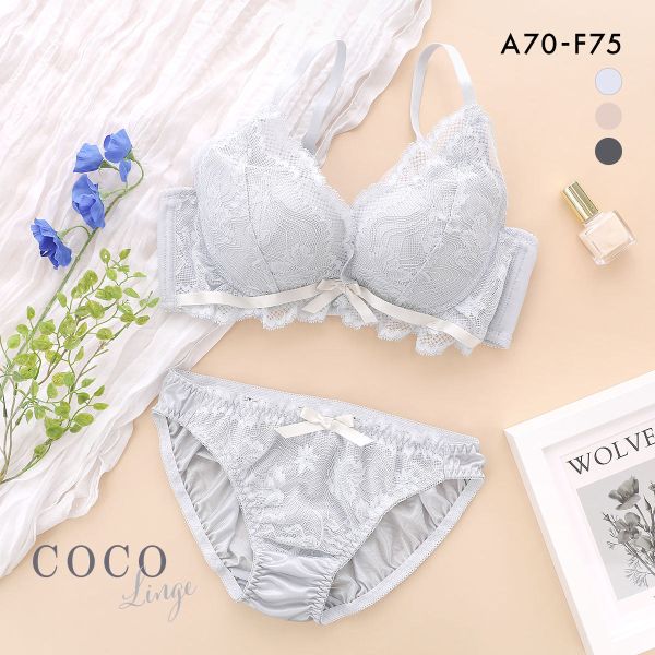 20%OFF ココランジェ リボンレーシー ブラジャー ショーツ セット モールド 脇高 脇肉 レース 谷間 COCO Linge 20%OFF ココランジェ リボンレーシー ブラジャー ショーツ セット モールド 脇高 脇肉 レース 谷間 COCO Linge