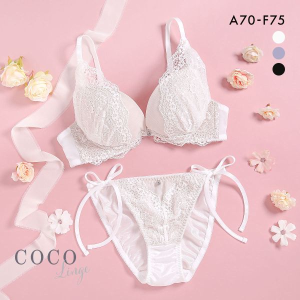 30%OFF ココランジェ レーシーダズリン ブラジャー ショーツ セット レース サイドリボン COCO Linge 30%OFF ココランジェ レーシーダズリン ブラジャー ショーツ セット レース サイドリボン COCO Linge