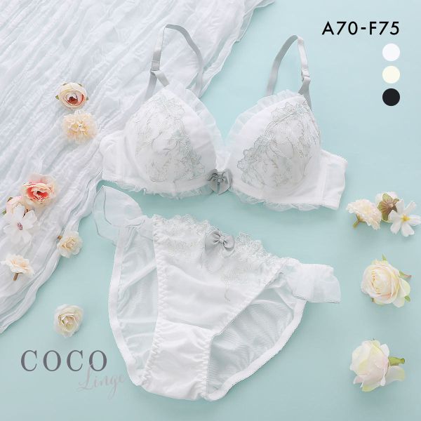 ココランジェ シアーチュールローズ ブラジャー ショーツ セット 谷間 バックレース COCO Linge ココランジェ シアーチュールローズ ブラジャー ショーツ セット 谷間 バックレース COCO Linge