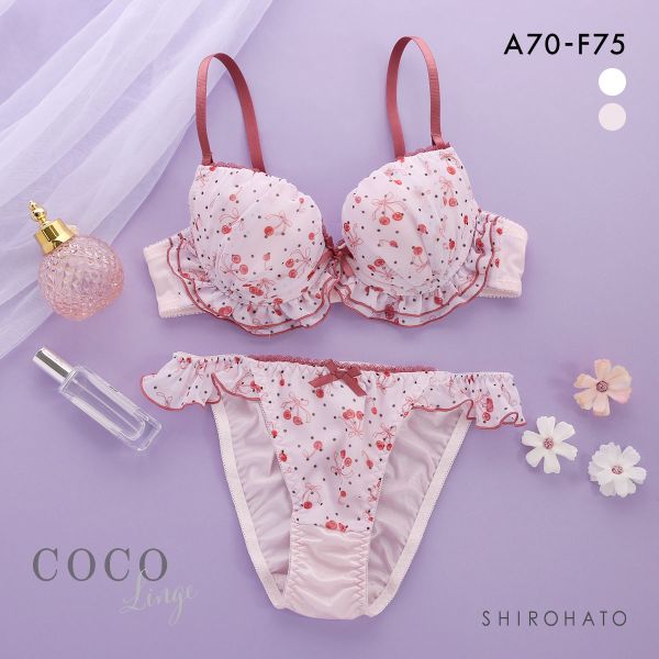 ココランジェ ドットチェリーシフォン ブラジャー ショーツ セット COCO Linge