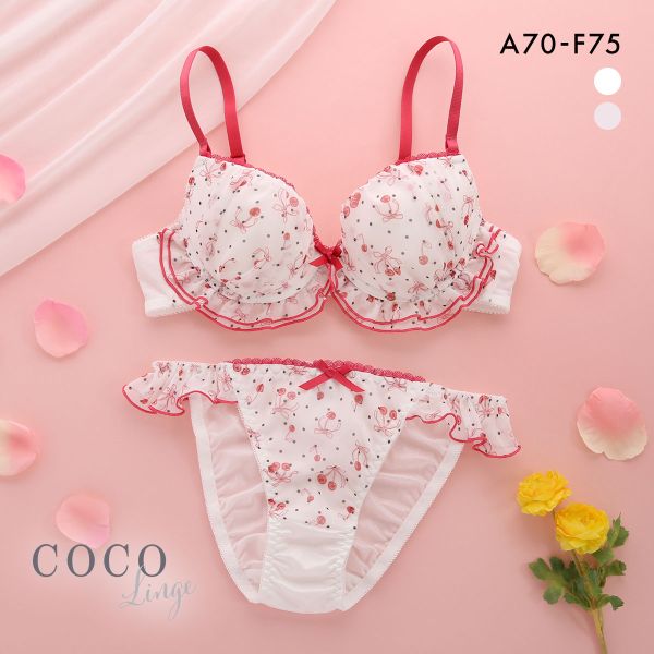 ココランジェ ドットチェリーシフォン ブラジャー ショーツ セット COCO Linge