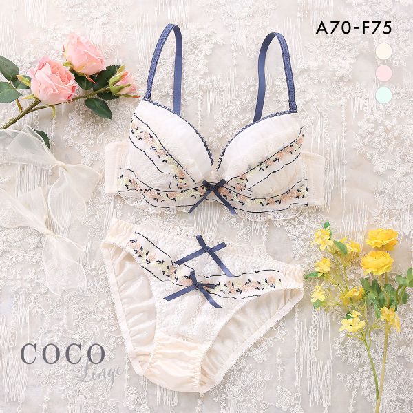 ココランジェ プティフラワーリボン ブラジャー ショーツ セット COCO Linge 大きいサイズ ココランジェ プティフラワーリボン ブラジャー ショーツ セット COCO Linge 大きいサイズ