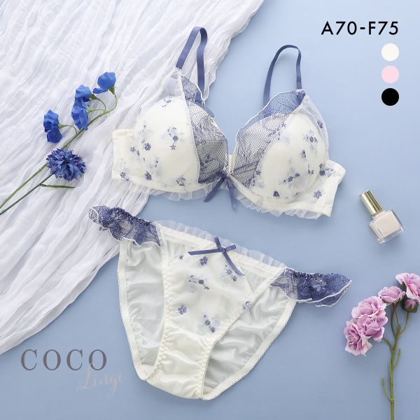 ココランジェ プチフラワーメロー ブラジャー ショーツ セット COCO Linge 大きいサイズ
