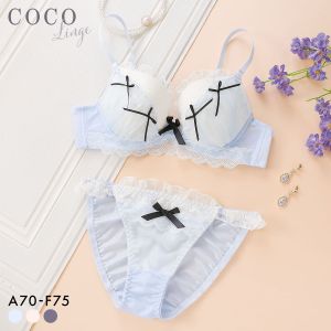 ココランジェ シアーシャーリングリボン ブラジャー ショーツ セット COCO Linge 大きいサイズ