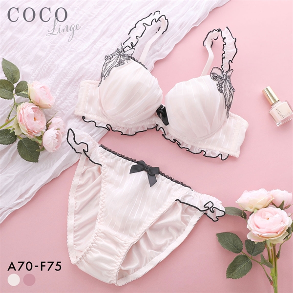 ココランジェ ストライプドーリーシンフォニー ブラジャー ショーツ セット 大きいサイズ COCO Linge