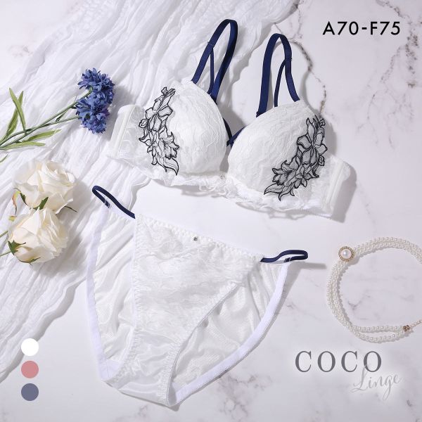 ココランジェ レーシーフラワーコード ブラジャー ショーツ セット COCO Linge ココランジェ レーシーフラワーコード ブラジャー ショーツ セット COCO Linge