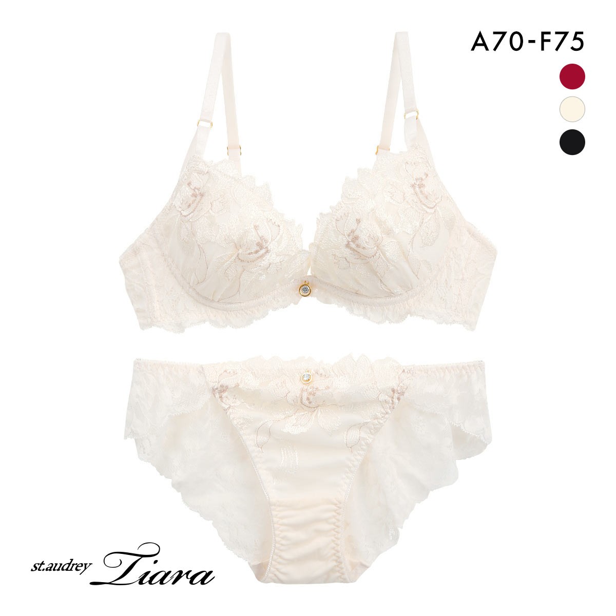 セントオードリー ティアラ ピュアセダクション 3/4カップ ブラジャー ショーツ セット ABCDEF バックレース St.Audrey tiara(CP-シャンパン-A70-M)