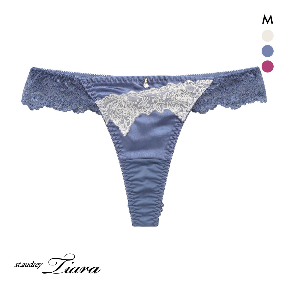セントオードリー グロリアスジュエリー ショーツ Tバック バックレース St.Audrey tiara(BU-ブルー-M)