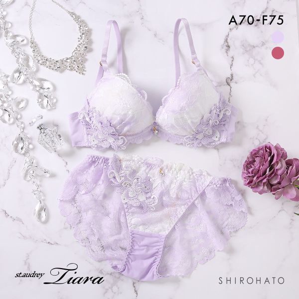 セントオードリーティアラ ドーリーフラワーモチーフ ブラジャー ショーツ セット 総レース バックレース 大きいサイズ