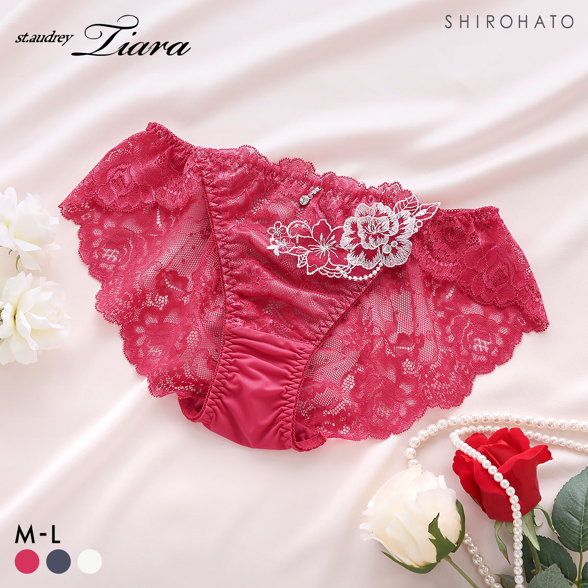 セントオードリー ティアラ シークレットトゥインクルフラワー スタンダード ショーツ 総レース バックレース St.Audrey tiara(RE-レッド-M)