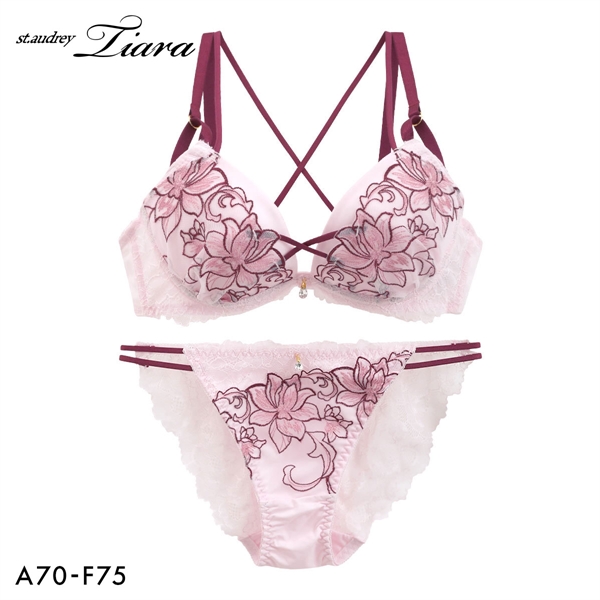 セントオードリー ティアラ グラマラスフラワーコード 3/4カップ ブラジャー ショーツ セット ABCDEF バックレース St.Audrey tiara