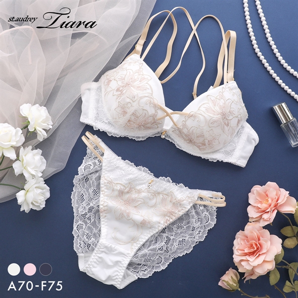 セントオードリー ティアラ グラマラスフラワーコード 3/4カップ ブラジャー ショーツ セット ABCDEF バックレース St.Audrey tiara