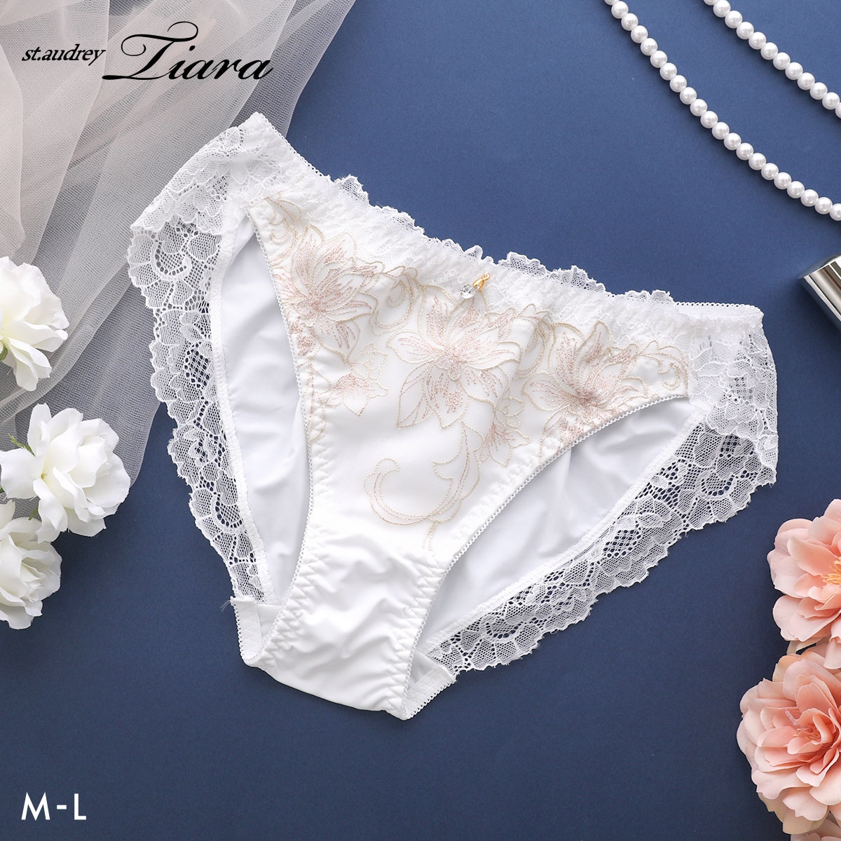 セントオードリー ティアラ グラマラスフラワーコード ノーマル ショーツ バック裾レース St.Audrey tiara(OW-オフホワイト-M)