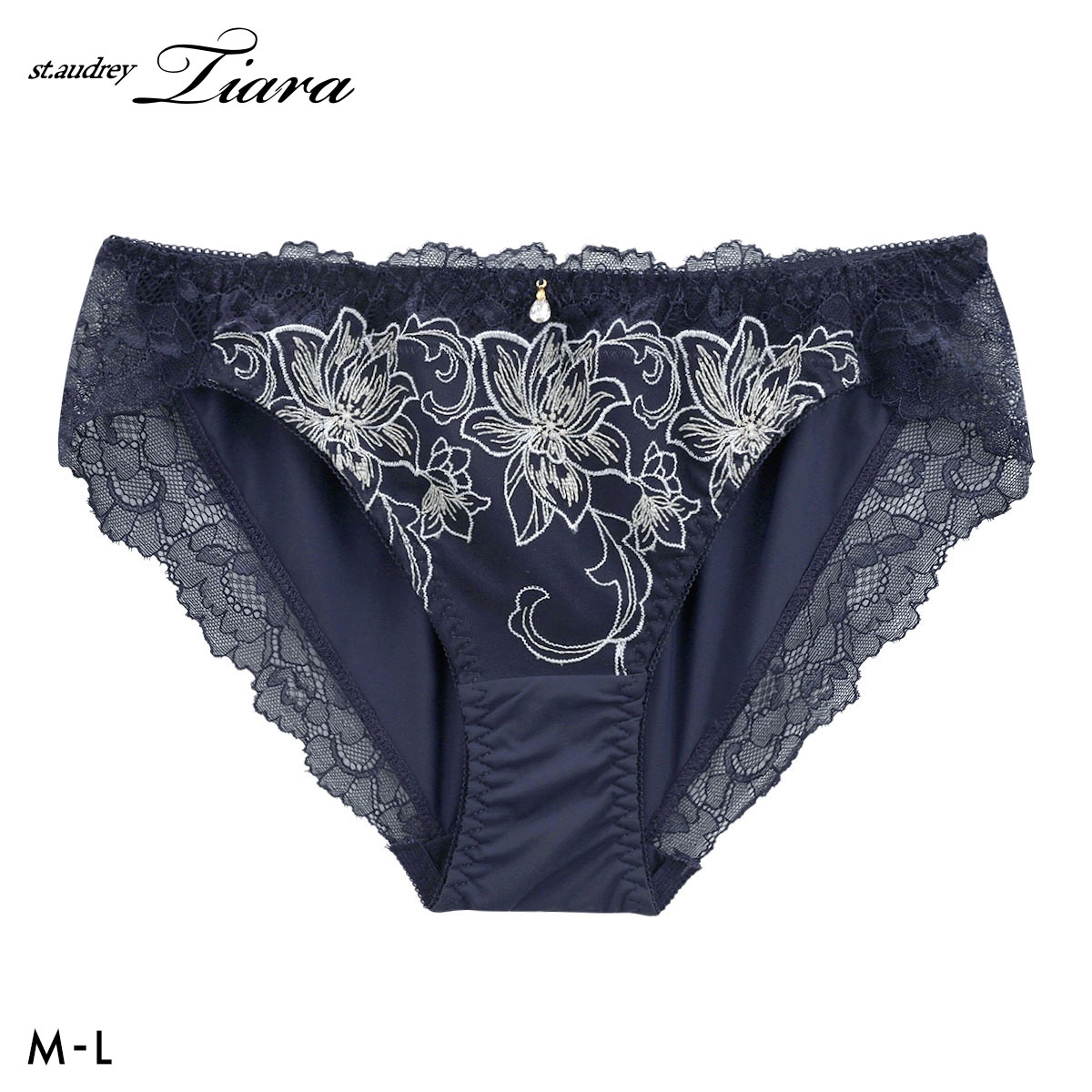 セントオードリー ティアラ グラマラスフラワーコード ノーマル ショーツ バック裾レース St.Audrey tiara(NV-ネイビー-M)