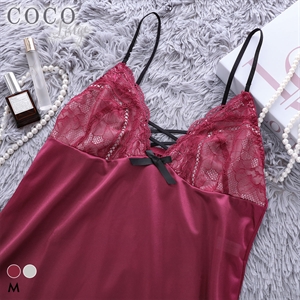 ココランジェ スモーキーレースアップ ランジェリー スリップ 75cm丈 COCO Linge