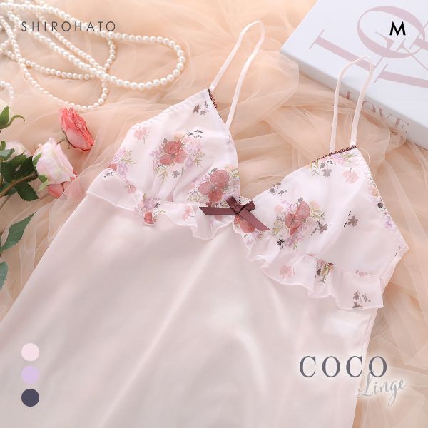 ココランジェ レトロフラワードレス ランジェリー スリップ 75cm丈 COCO Linge