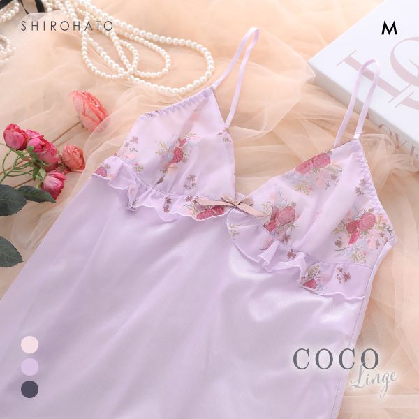 ココランジェ レトロフラワードレス ランジェリー スリップ 75cm丈 COCO Linge